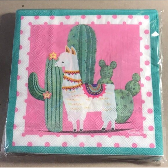 81 piece Llama Party Set - 1 Tablecloth (51 x 87) & 80 total Napkins - Picture 5 of 5